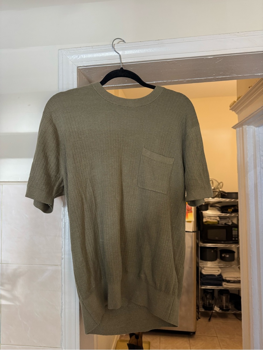Buck Mason Olive Knit Short-Sleeve Pocket Tee